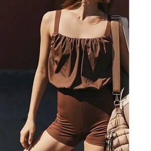 Nwot FREE PEOPLE Movement Women's Bubble Trouble Onesie Black Walnut Size XS